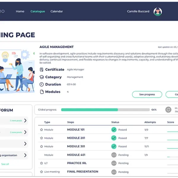 Opigno LMS E-learning trainings page